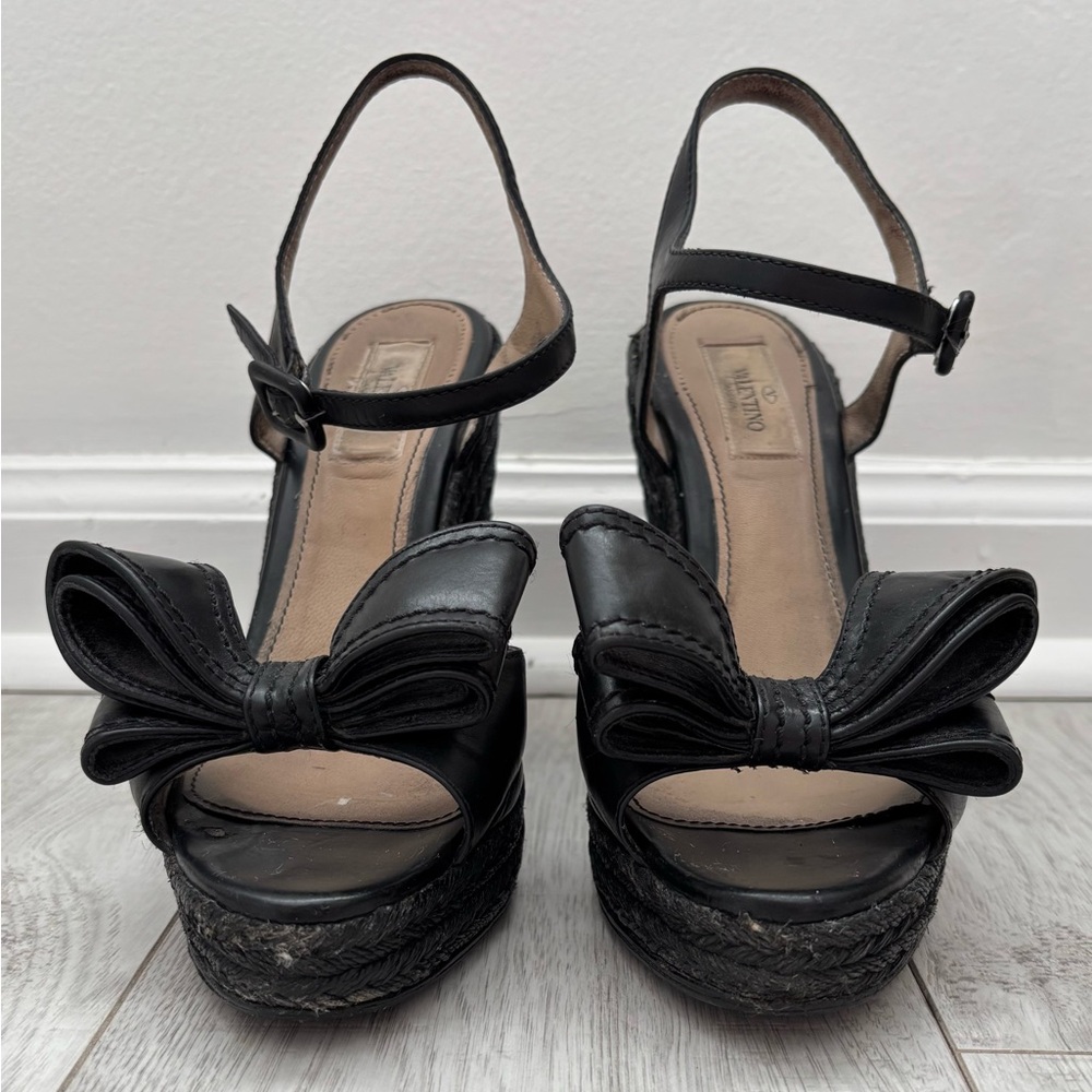 Valentino Garavani Bow Platform Wedge Sandals Size 37
